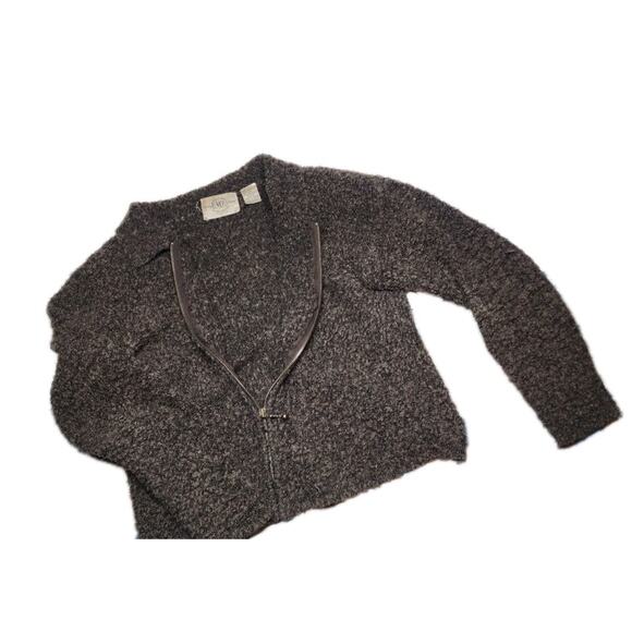 B Moss Acrylic And Wool Sweater Brown Long Sleeve Size Small Zipper Up - Picture 16 of 16